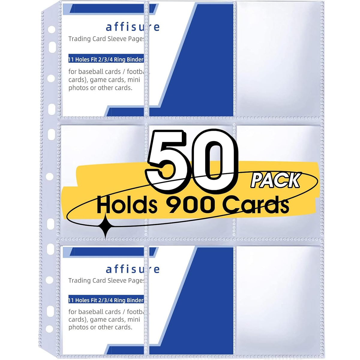 50 Pack 9 Pocket Card Sleeves  - Trading Card Binder 评论和价格
